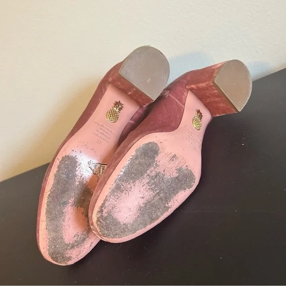 Aquazzura So Me Light Pink Velvet Ankle Boot Size 9 Bootie Heels 2 Inch Pastel - Picture 9 of 11